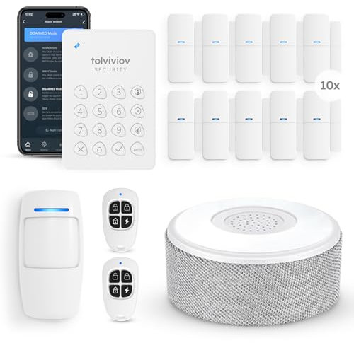 tolviviov Alarm System for Home Security, DIY Door Alarm Security Systems, Smart App Alerts, 15Piece Kit, No Monthly fee, WiFi Alarm, Door Window Motion Sensor, for Home Security, and Kids Safety