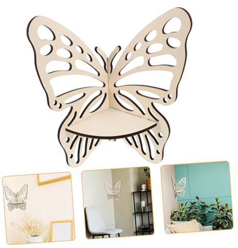 STOBAZA Mensola Installazione Facile Angolare Marrone in Legno a Forma di Farfalla e Stoccaggio D'angolo Scaffale Decorativo per Studio per Angoli di Camere