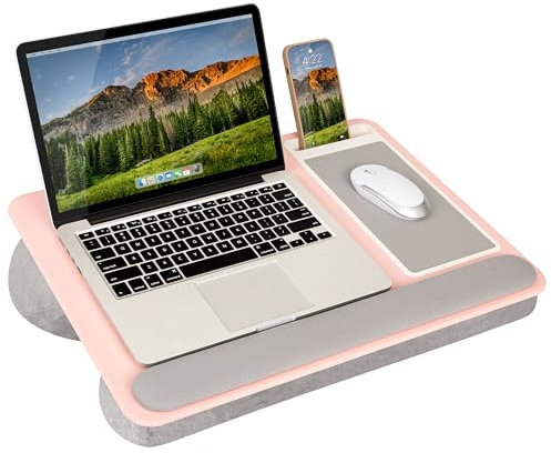 LAPGEAR Home Office Pro Schoßschreibtisch mit Handgelenkauflage, Mauspad und Handyhalterung, passend für Laptops bis zu 39,6 cm (15,6 Zoll), Stil Nr. 91604