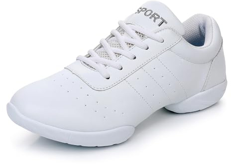 SWDZM Chaussures de Cheerleading de Danse Modern Jazz Femme Sneakers Extérieur,Blanc,Semelle en Caoutchouc,37.5EU