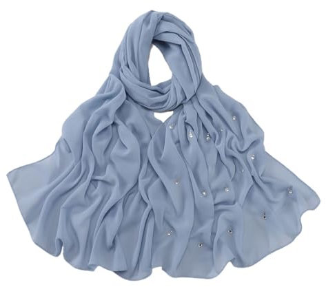 KETAFOUND Chiffon-Schal – Modische Damen-Halstücher, Leichter, Solider Diamant-Schal, Transparenter Wickel, Langes Halstuch, Kopftuch Für Frauen Und Mädchen, Hellblau, 175 X 70 Cm