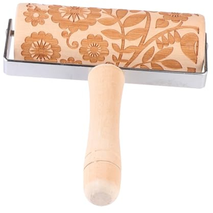 Ciieeo Mattarello Per Pasta Motivi Floreali Animale Realizzato in Legno Resistente e Sicuro Facile Da Pulire