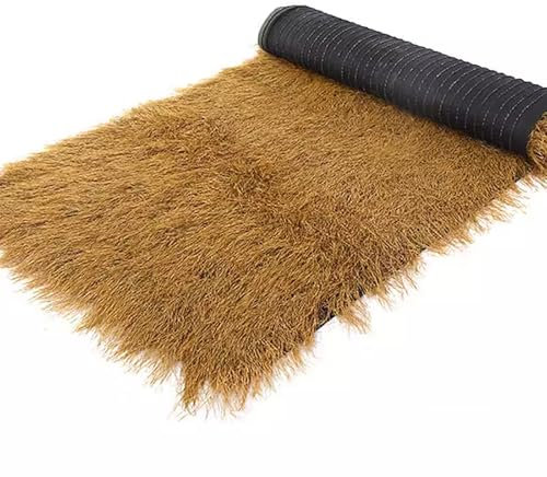 Künstliches Strohdach Matten, Mexikanische Stil Reetdach Palmgras Rolle, Strohdach Deko, PE-Kunststoffpalmen-Dachrasenrolle, Synthetisches Strohgrasdach, Für Bar, Hütte, Party(1x1m(3.28x3.28ft))