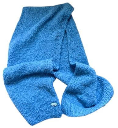NausikaaDesign Langer handgestrickter hellblauer Wollschal, oversized Wollschal aus Alpakawolle, einfarbiger Schal handgestrickt, breiter Wollschal für Damen und Herren, Accessoire aus Wolle
