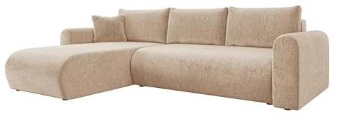 Mirjan24 Ecksofa Eliwo, Design Eckcouch, Couch mit Schlaffunktion und Bettkasten, Wohnlandschaft, Bettfunktion L-Form Sofa, Ottomane universell (Clara 215.03)