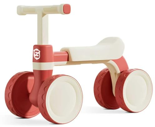 FLY HAWK Draisienne Bebe 1 an, 4 Roues Vélo sans Pédales pour Enfant 12-24 Mois, Premier Vélo d'Equilibre pour Garçon Fille, Cadeau Anniversaire Noel/Rose