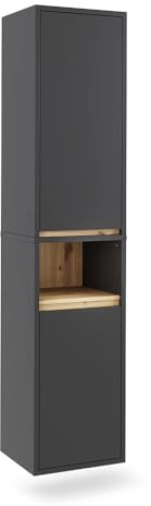 Vicco Hochschrank Viola, Grau/Artisan, 38 x 170 cm | mit 2 Türen, zur Aufbewahrung im Bad kombinierbar mit Viola Serie