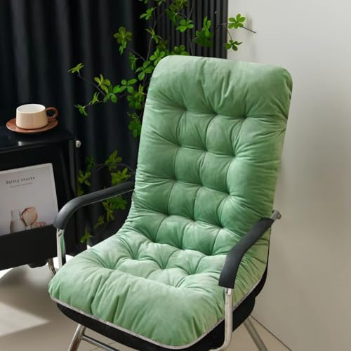 Mateju Cojines para Silla Cojín para Silla con Respaldo Alto, Terciopelo Acolchado Cojín para Silla de Jardín con Correas Muebles Acolchado 2 en 1 para Oficina Interior Exterior (Verde,45x95cm)