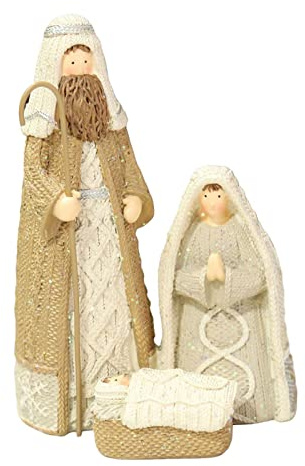 ZXQUEGF Holy Family Figurine Nativity Scene Collection Christmas Ornament Crafts Crib Artwork for Living Room Bedroom Home Fireplace Decor