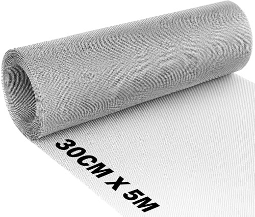 BLOSTM 304 Edelstahl Drahtgitter Rolle - 30cm x 5m | Rostfreies Feines Metallgitter für Lüftungsschlitze, Ziegelsteine, Fenster, Hält Nagetiere, Insekten und Schädlinge