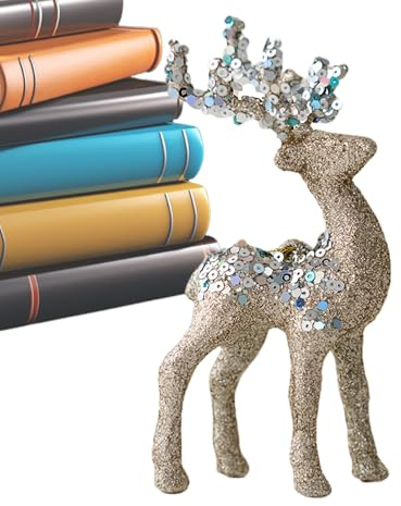 Palaufr Figure natalizie a forma di renna, statuetta decorativa di Natale, per collezionisti, hobbisti, camera da , soggiorno, ufficio, comodino