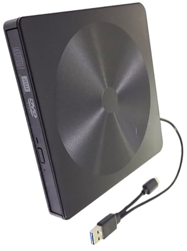 VERDANVERSE Unidad Óptica Externa Tipo C Multifuncional Grabadora DVD Portátil USB Unidad de CD y DVD Externa Negra Compatible Portátiles y Ordenadores Diseño Ultraligero y Compacto para