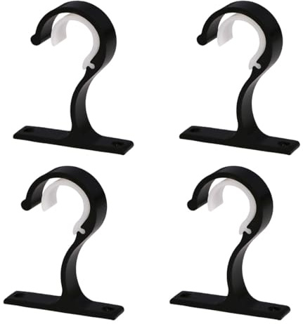 JYNXOR 2 Supports de Tringle à Rideaux Plafond - Supports en Alliage d'Aluminium Robuste avec Vis Noires, Fixation pour Rideaux et Armoires