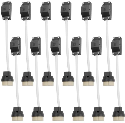 BlueXP 12 Portalámparas GU10 Cerámica con Cable LED | Casquillo GU10 250V con cable 0,75mm para focos empotrables instalación iluminación LED y proyectos DIY