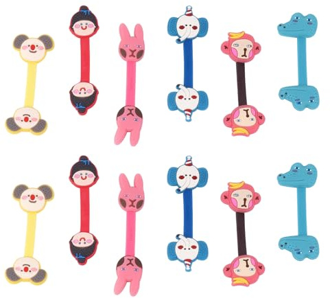 NUOBESTY 12pcs Cute Cartoon Animal Cable Holders Wire Organizer for Earphone, USB Power Cables, Reusable Cord Management Clips for Home and Office Random Color Random Style