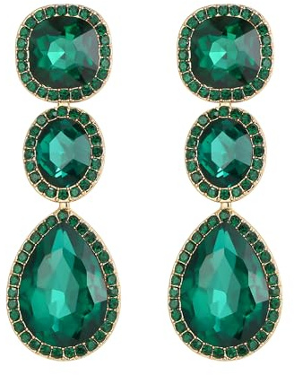 EVER FAITH Pendientes de mujer con cristales de strass vintage, estilo fiesta nupcial, forma de lágrima, colgantes con halo, Medio, Cristal, Sin piedra preciosa