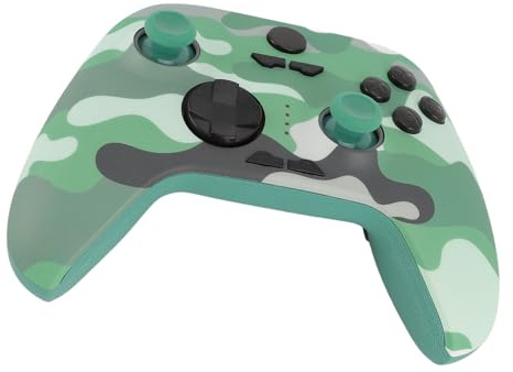Bewinner Controller di Gioco Luna Hall Effect per PC - Bluetooth 5.3, 2.4G, Cablato, Giroscopio a 6 Assi, Trigger Dual Hall, RGB, Pulsanti Posteriori Macro, Antiscivolo (Verde mimetico)