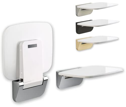 AUTUMN LANE Folding Shower Seat Wall Mounted– Up to 350lbs, Secure Folding Shower Bench, Space Saving Mounted Shower Seat, Luxury Fold Down Shower Seat, Wall Mounted Folding Shower Chair