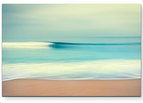 Paul Sinus Art Leinwandbilder | Bilder Leinwand 120x80cm Strand mit Blick auf das weite Meer