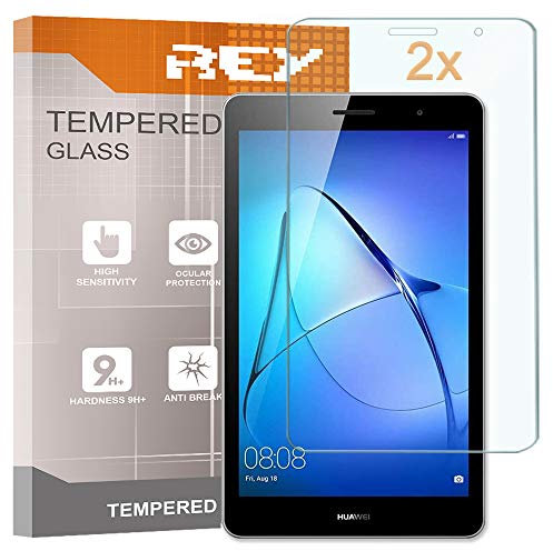 REY Pack 2X Pellicola salvaschermo per Huawei MEDIAPAD T3 8 / / Honor Play Pad 2, Pellicole salvaschermo Vetro Temperato 9H+, di qualità Premium Tablet