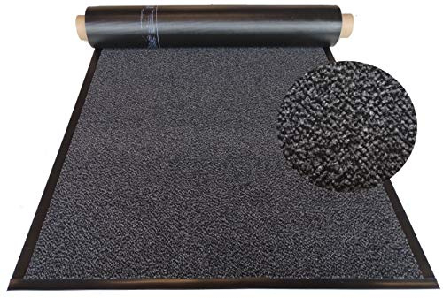 MERTEX Strapazierfähiger Schmutzfangläufer Meterware 120 cm anthrazit-schwarz meliert - Schnittkanten mit Randprofile (120 x 350 cm, anthrazit)