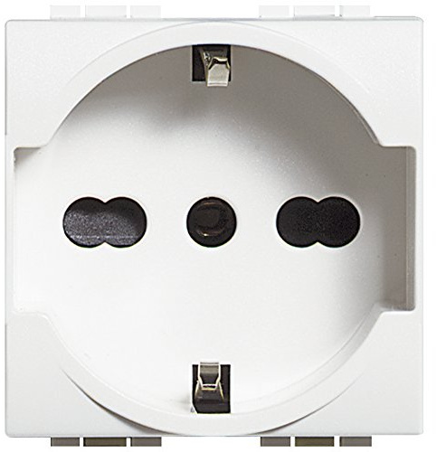 BTicino ASTN4140A16 Kit 10 Pezzi, Presa Bipasso Flat, Standard Tedesco e Italiano 2P+T 10/16, Alveoli Protetti, Serie Living Light, 2 Moduli, Colore Bianco