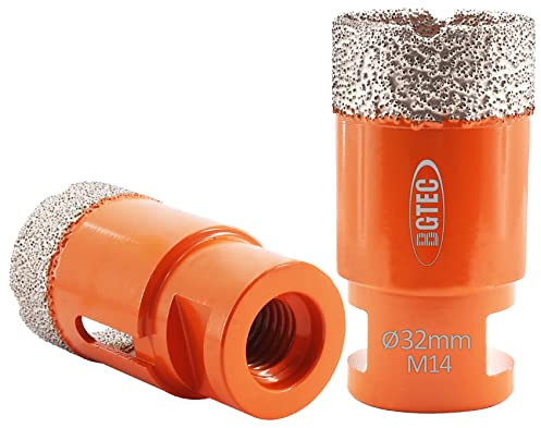 BGTEC Dry Diamond Core Drill Bits for Porcelain Tile Ceramic Marble Brick M14 Thread 2pcs Diameter 32mm