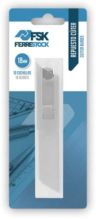 Ferrestock FSKTWR018B Blister avec distributeur de 10 lames de rechange pour cutter de 18 mm, affûtage de précision pour couper de manière propre et professionnelle tout matériau