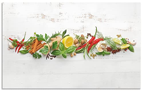 ARTland Spritzschutz Küchenrückwand aus Alu für Küche Herd Spüle Motiv 80x50 cm (BxH) Ernährung & Genuss Lebensmittel Gewürz Fotografie Weiß Kräuter und Gewürze U1RK