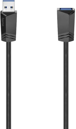 Hama USB A Kabel - Verlängerungskabel, USB 3.0A Stecker, 5 Gbit/s, 0,9 A, 1,5m, Schwarz