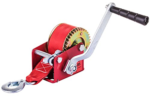 Treuil manuel robuste de 272,2 kg avec sangle en nylon et crochet de poignée à cliquet à 2 voies pour VTT, bateau, remorque, camion, remorquage marine