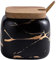 MAGICVOGEL Marmor Optik Gewürzdose Gewürzgläser aus Keramik 360ml Zukerdose Gewürzbehälter Gewürzhalter mit Deckel und Löffel 9x8.7cm (Schwarz)