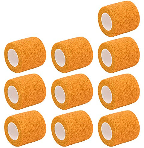 Mintice 10 X Vendajes Autoadhesivos Envoltura Cohesiva Elástico Fuerte Cinta de Primeros Auxilios para Muñeca Tobillo Deporte 4.5mx5cm Naranja