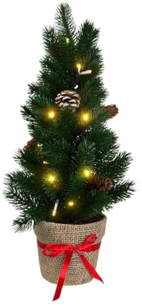 Greenbrokers Künstlicher Mini-Weihnachtsbaum mit LED-Lichtern im Topf, 50 cm, Grün 20