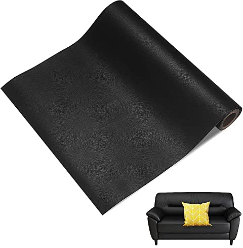 Parche De Cuero, Parche Reparación De Cuero, Parches De Cuero Adhesivos, Parches Para Sofa Polipiel, Cuero Adhesivo Para Tapizar, Para Sofás, Asientos Coche, Bolsos, Chaquetas, Negro, 50 x 137 cm