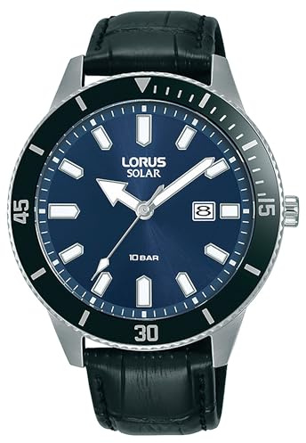Lorus RX317AX9 Men's Analogue Quartz Watch with Leather Strap, Blue, Strap.