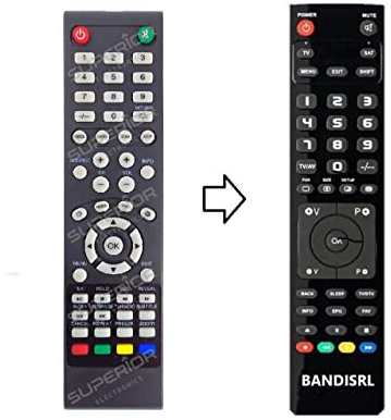 Remote Telecomando compatibile per TV AKAI modelli AKTV4621A AKTV6021A, già programmato, Nero, 1 pulsante, 1 metro di distanza, 2 batterie AAA Litio, per Televisione