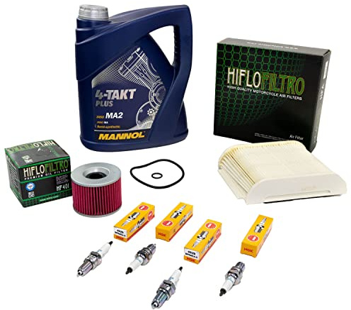 Wartungspaket Öl 4 L + Luftfilter + Ölfilter + Zündkerzen für Yamaha FJ 1200 FJ1200 1XJ 3CW 3YA Baujahr 1986-1997