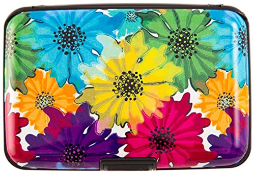 Kaabao Credit Card Holder, Metal Card Wallet RFID Blocking Mini Slim Aluminum Business Hard Card Case for Women Men (Motley Floral)