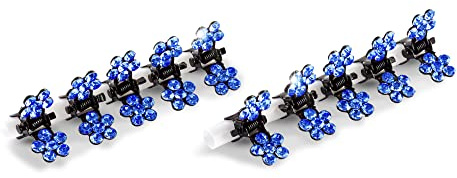 Strass Haarklammern (10 Stück, blau)