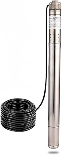 ZYIY 2In Stainless Steel Deep Well Pump 110V/60Hz Submersible Well Pump 0.5Hp 50mm Bore ＞53mm Well Rotary Screw Pump Max.H Lift 164ft 4.4GPM Electric Water Pump for Home Garden Agricultural Irrigation
