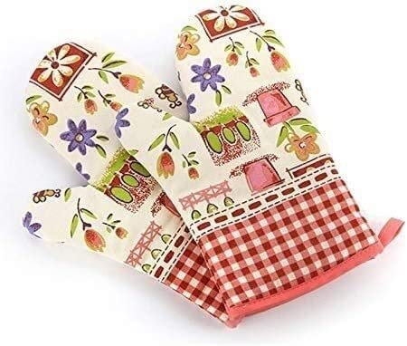 KOSECO Oven Gloves,Heat Resistant Gloves,Heat Resistant Microwave Oven Glove Non-slip Cotton Insulated Baking Gloves Kitchen Tool Mitten