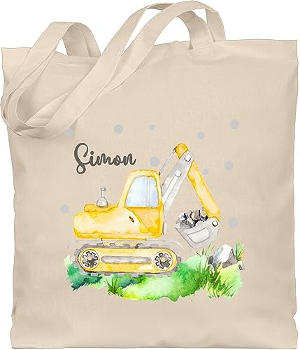 Geschenk mit Namen personalisiert by Shirtracer - Baumwolltasche - Bagger I Baggerfahrer Geschenk