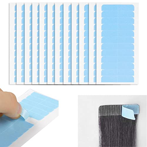 Cinta adhesiva para el cabello, Cinta para extensiones de cabello, Cinta Adhesiva de Extensión de Pelo, Cinta de repuesto para extensiones y tramas de cabello,azul (144pcs)