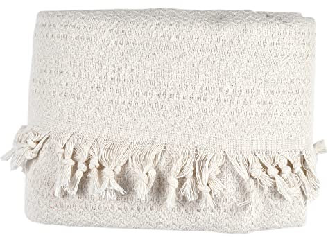 Tuiste Couvre Lit Luxe Blanche Neige, Couvre lit Mélangé Coton Organique,Uni, Couverture de Canapé Aérée et Polyvalente, Plaid en Coton, Jeté de Lit ou Jeté de Canapé Blanc, Taille 200x230,2 Personne