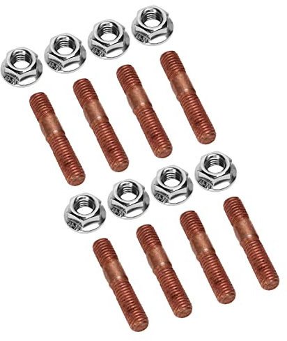 Dioche Auspuffmutter M8, 8 Stück 1,25 Gewinde-Turbobolzen-Set, 8 mm Metalllegierung, hochdruckbeständig, Auspuffkrümmer-Stehbolzen, Muttern-Hardware
