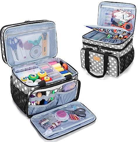Luxja Nähtasche Leer, Nähzubehör Tasche für Nähgarn und Nähnadeln, Nähset Organizer Tasche, Tragetasche für Nähen Zubehör