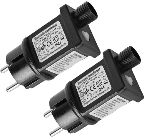 Mitening 2 Adaptador LED 31V, Transformador LED de 6 W, Fuente de Alimentación Controlador de Bajo Voltaje con 8 Modos, Función de Temporizador y Memoria para Luz Navidad, Cadena de Luces