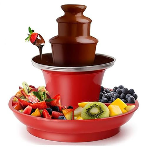 TsoLay Chocolate Fondue Fountain, 3-Tier Cascading Chocolate Fondue, Hot Chocolate Fondue Tower, 0.45lb Pound Capacity/Quick Set Tier Assembly, Suitable for Catering Restaurant Canteen Home Party