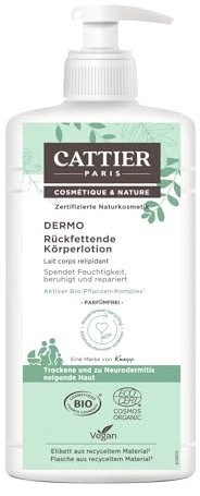 CATTIER PARIS Dermo Rückfettende Körperlotion - lindert Spannungsgefühle und repariert trockene bis sehr trockene, beanspruchte und zu Neurodermitis neigende Haut - 500ml